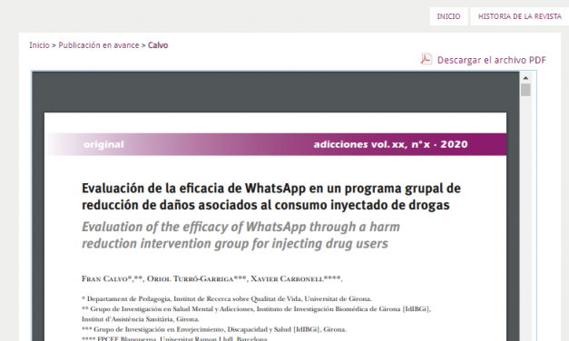 Analizada la eficacia de WhatsApp en un programa grupal de reducción de daños asociados al consumo inyectado de drogas
