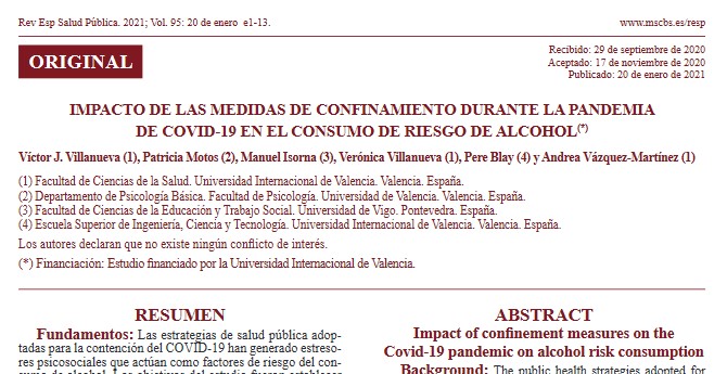 Se reduce el consumo de riesgo del alcohol durante el confinamiento