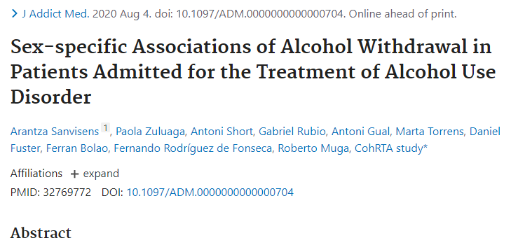 Un estudio halla diferencias entre hombres y mujeres en el síndrome de abstinencia al alcohol