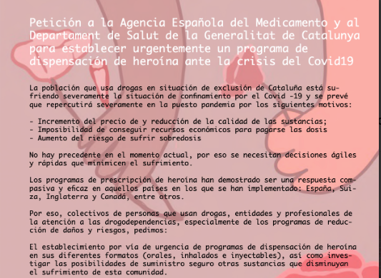 Profesionales y entidades de ayuda a drogodependientes piden al Govern que dispense heroína