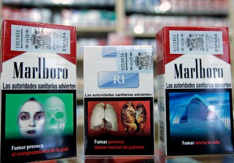 Las cajetillas con los estragos del tabaco llegan a los estancos