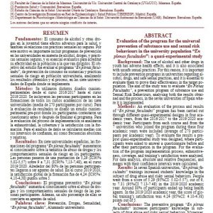 Evaluación del programa de prevención universal de consumo de sustancias y prácticas sexuales de riesgo en población universitaria "En Plenas Facultades": Estudio cuasiexperimental