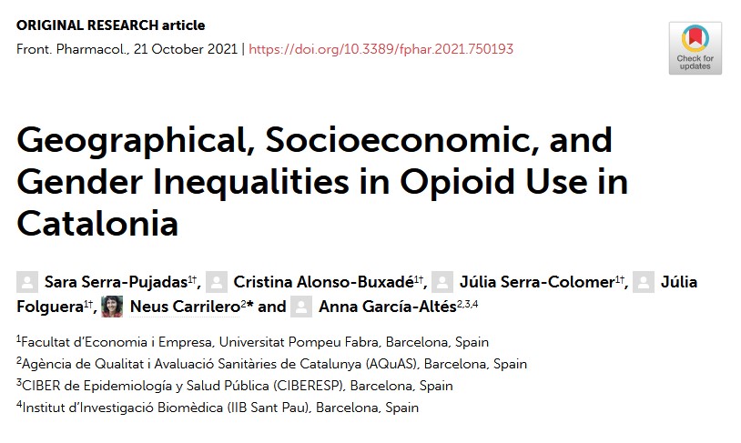 Desigualdades geográficas, socioeconómicas y de género en el consumo de opioides en Cataluña