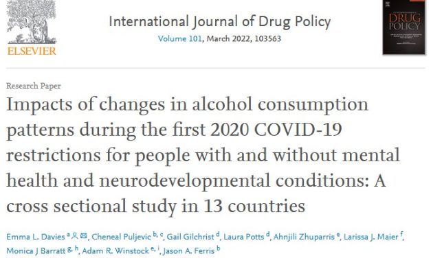 Impactos de los cambios en los patrones de consumo de alcohol durante las primeras restricciones COVID-19 de 2020 para personas con y sin  diagnósticos de salud mental y desarrollo neurológico: un estudio transversal en 13 países
