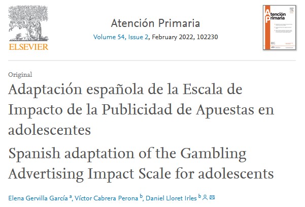 Adaptación española de la Escala de Impacto de la Publicidad de Apuestas en adolescentes