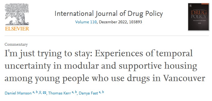 Solo trato de quedarme: Experiencias de incertidumbre temporal en viviendas modulares y de apoyo entre jóvenes que usan drogas en Vancouver