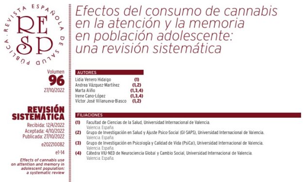 Efectos del consumo de cannabis en la atención y la memoria en población adolescente: una revisión sistemática