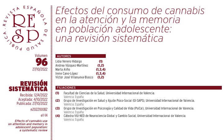 Efectos del consumo de cannabis en la atención y la memoria en población adolescente: una revisión sistemática