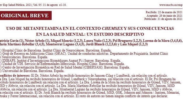 Uso de metanfetamina en el contexto CHEMSEX y sus consecuencias en la salud mental
