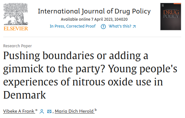 Experiencias de intoxicación y normas sociales en el uso recreativo de óxido nitroso entre jóvenes daneses: un estudio cualitativo