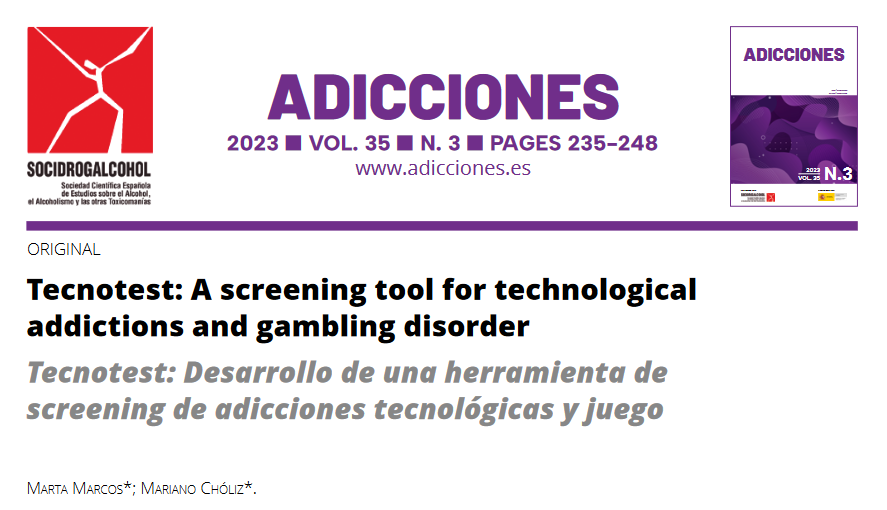 Tecnotest: Desarrollo de una herramienta de screening de adicciones tecnológicas y juego