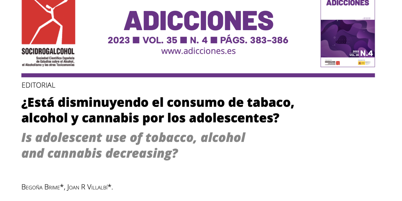 ¿Está disminuyendo el consumo de tabaco, alcohol y cannabis por los adolescentes?