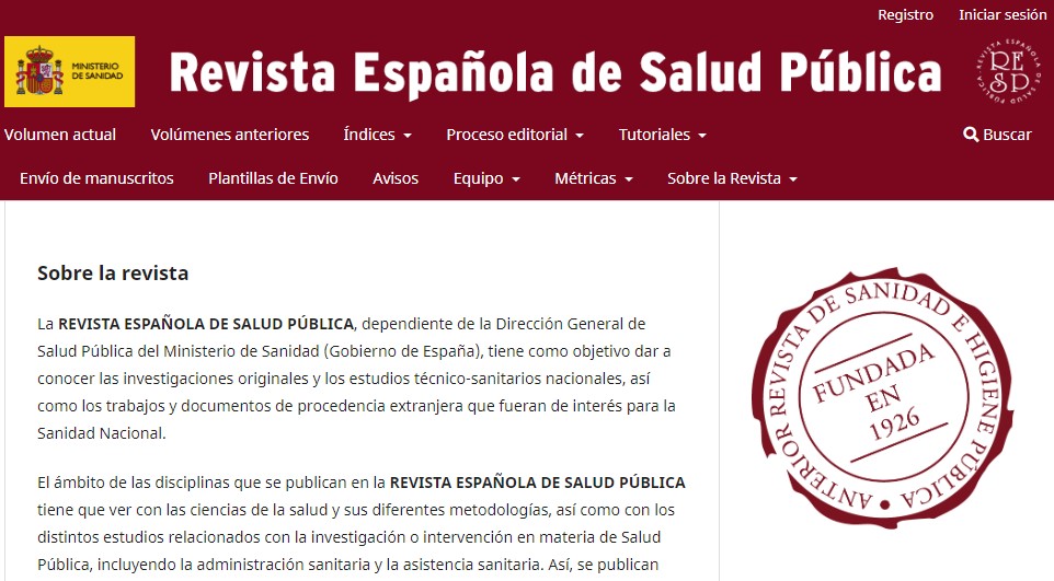 La Revista Española de Salud Pública lanza su nueva web y adopta la plataforma Open Journal Systems (OJS)