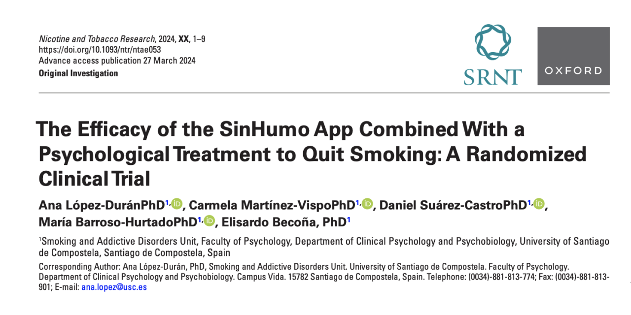 La eficacia de la aplicación SinHumo combinada con un tratamiento psicológico para dejar de fumar